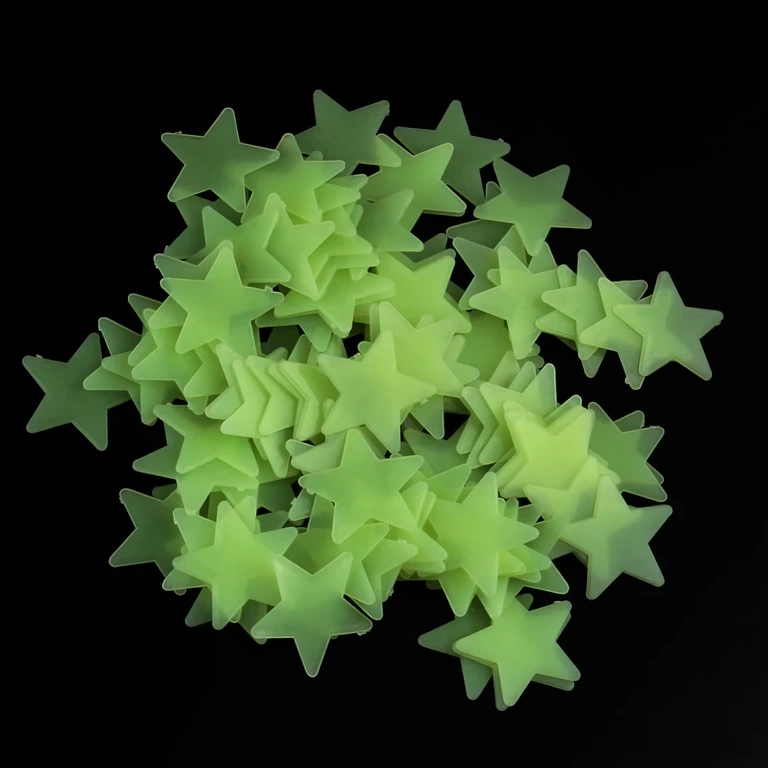 Sæt med 100 dekorative fosforescerende stjerner Dekorative stickers med stjerner til stjernehimmel-effekt