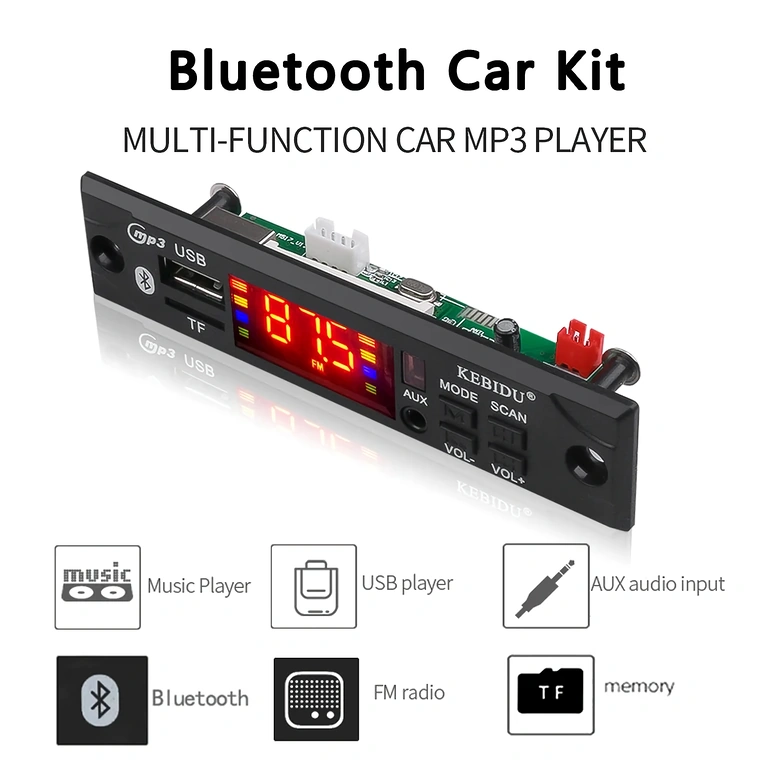 Bluetooth audio modul til bil med 12V strømforsyning