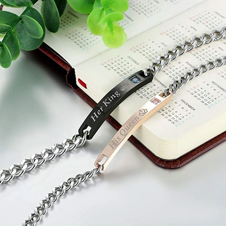 Perfekt gave til par – armbåndssæt Romantisk gave til par, armbåndssæt Her King og His Queen