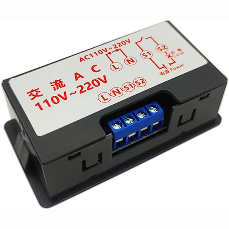 Timer-relæ modul med loopfunktion – bagudseende Bagsidebillede af modul med loop-funktion til cyklisk timing