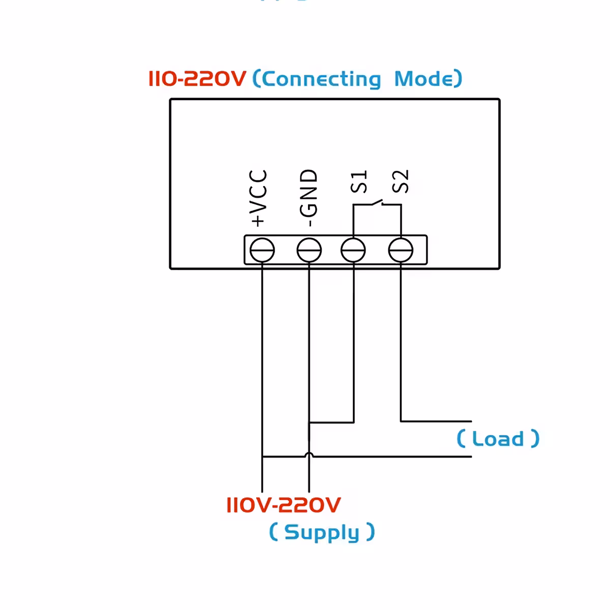 Billede af tilslutningsdiagram for 220V tidsrelæ