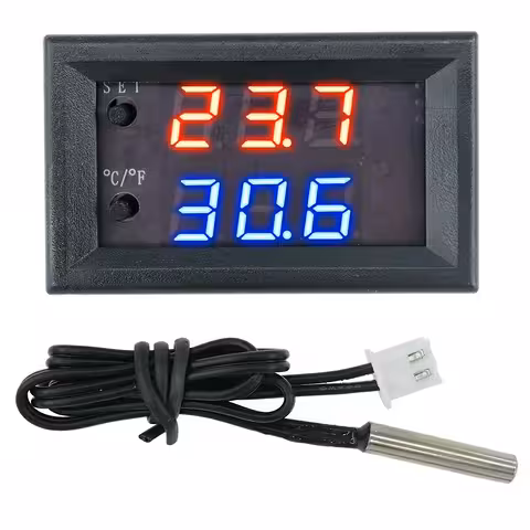 Digital Termostat med Sensor og Relæ 12V – Temperaturkontrol for Inkubator, Æg, Hønsehus, Akvarium