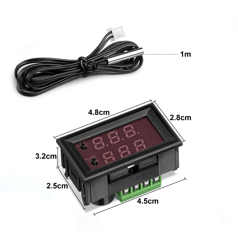 Dimensioner digital termostat 48x28x32 mm