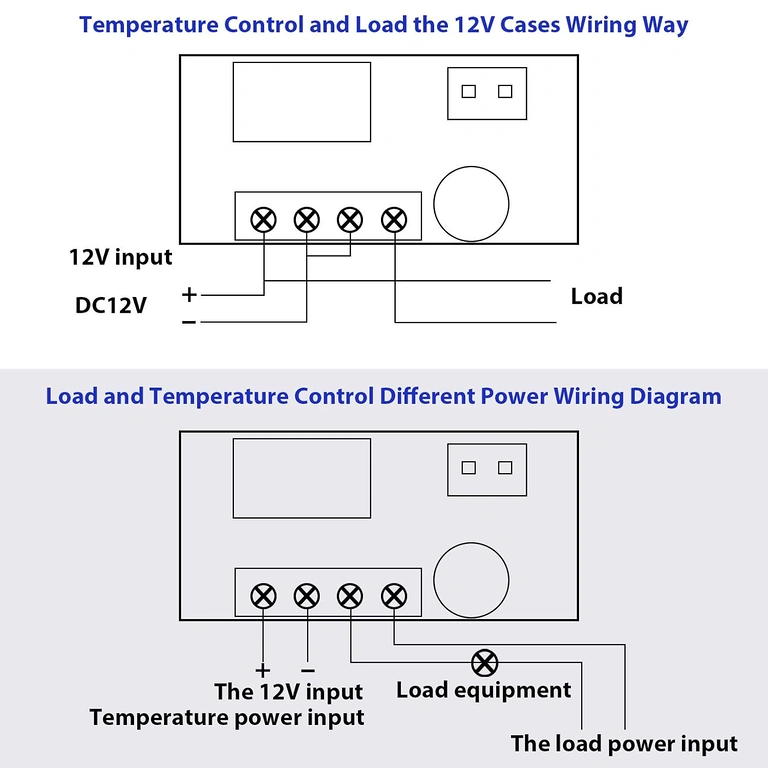 Tilslutningsdiagram for elektronisk termostat med relæ og probe