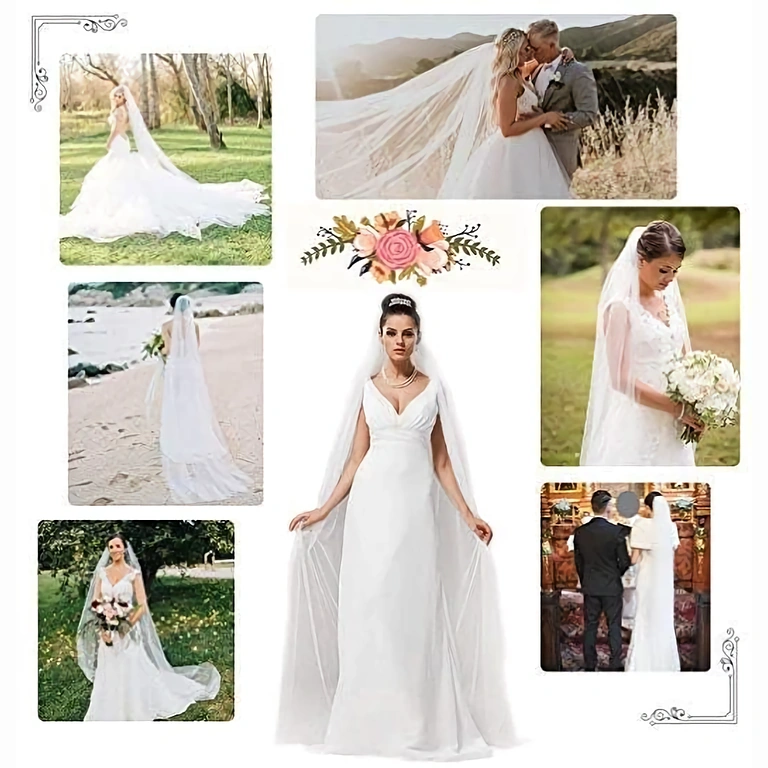 Elegant hvid veil, perfekt til særlige brudekjoler