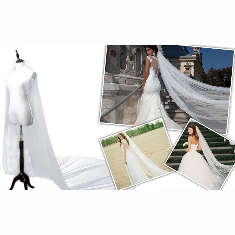 Lang hvid veil, giver elegance og mystik til bruden