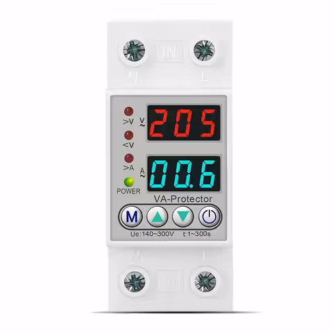 Enkelfaset 220V 63A Overvågnings- og Overspændingsrelæ med Digital Display og Automatisk Reset