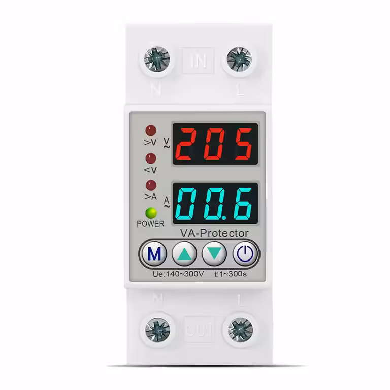 Enkelfaset 220V 63A Overvågnings- og Overspændingsrelæ med Digital Display og Automatisk Reset