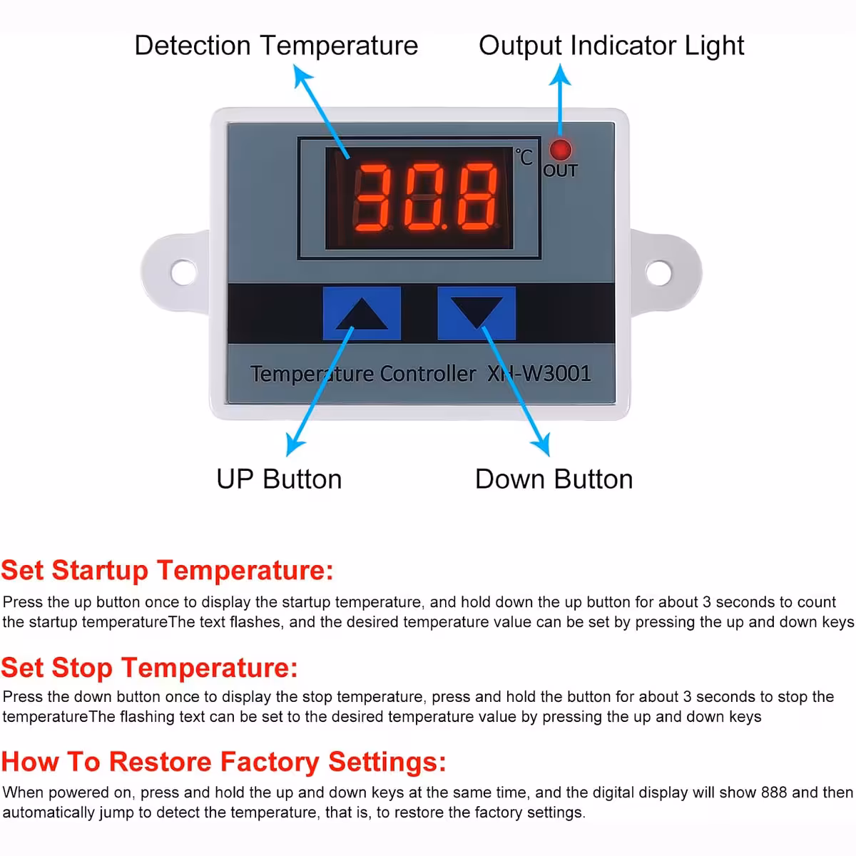 Komplet guide til start- og stop-temperaturindstillinger på XH-W3001