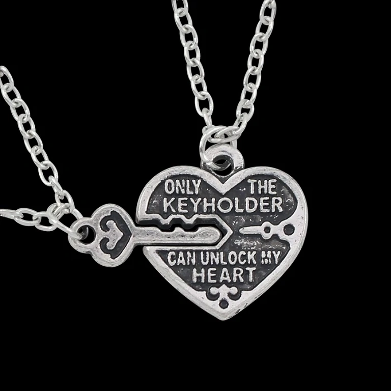 Halskæde med hjerte og nøgle til BFF Venskabshalskæde med nøgle og hjerte til bedste venner
