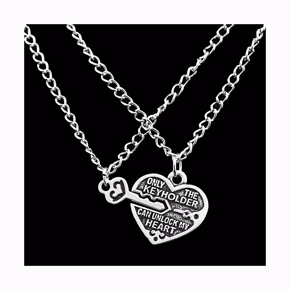 Halskæde med romantiske symboler til par eller venner