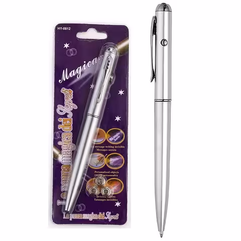 Pen med Usynligt Blæk og LED UV Lys | Hemmelige Beskeder Kun Synlige under UV