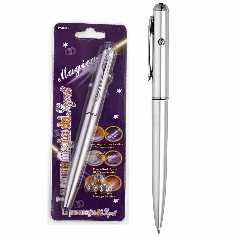 Pen med Usynligt Blæk og LED UV Lys | Hemmelige Beskeder Kun Synlige under UV