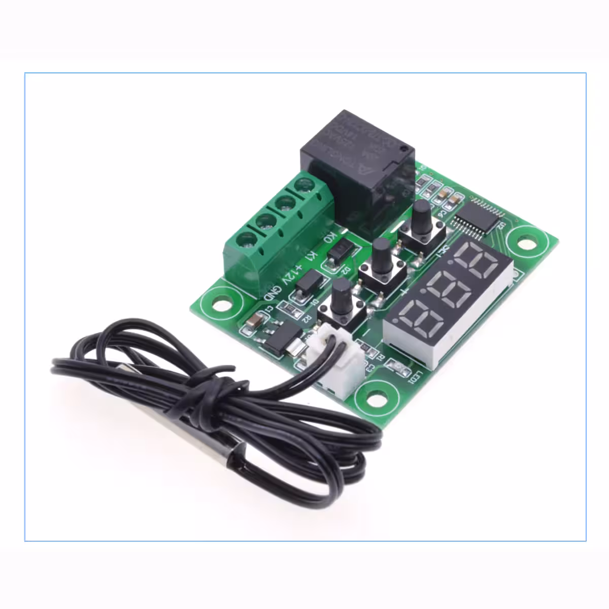 LED-display og temperaturkontrolknapper