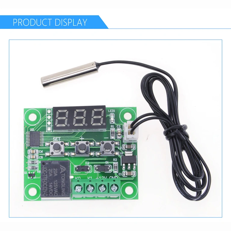 Temperaturdisplay modul med 3 cifre Digitalt display med temperaturvisning til W1209 termostat
