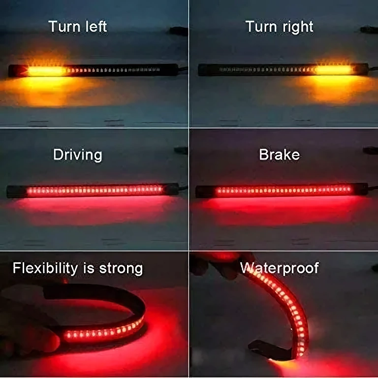 LED-stribe med 48 LED’er til stop og signal Kombineret bremse- og blinklys på fleksibel strip