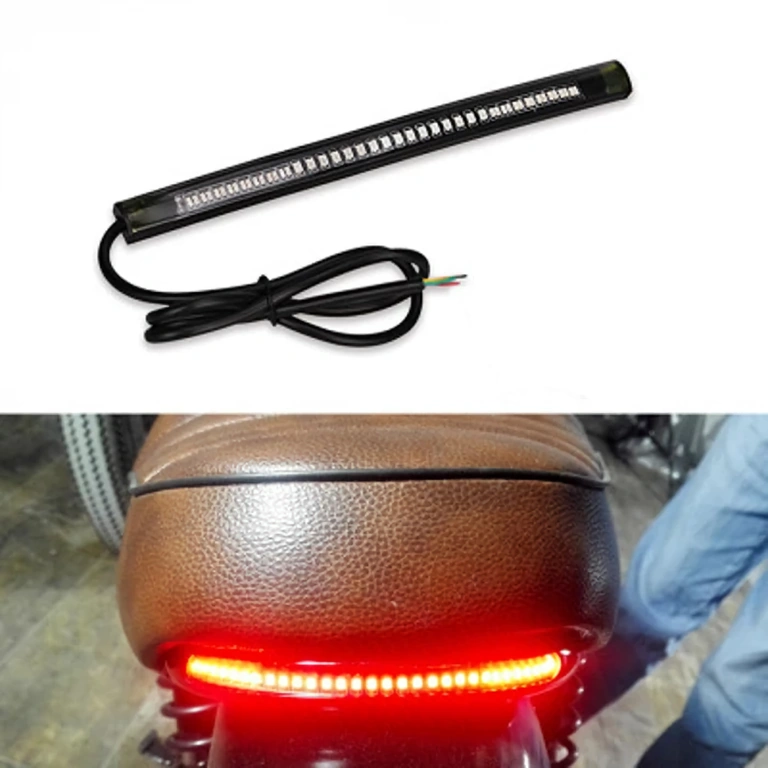 LED-bremselys til motorcykel Universal LED-strip til motorcykel med stop-, blink- og positionslysfunktion