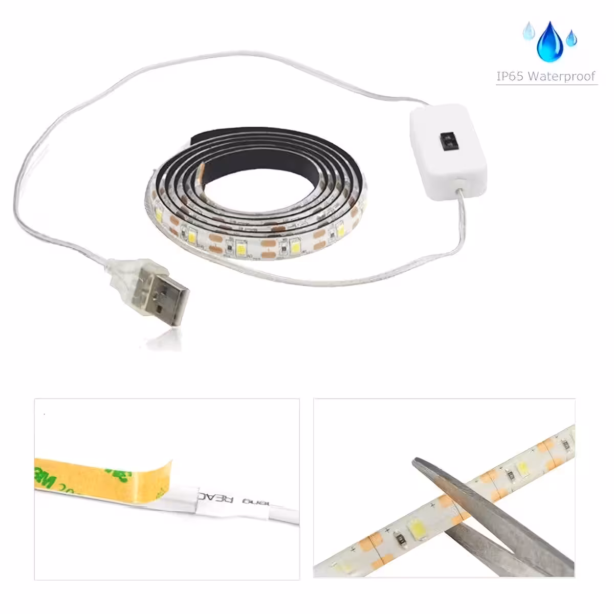 Fleksibel 2835 SMD LED-strip med sensor og USB-tilslutning