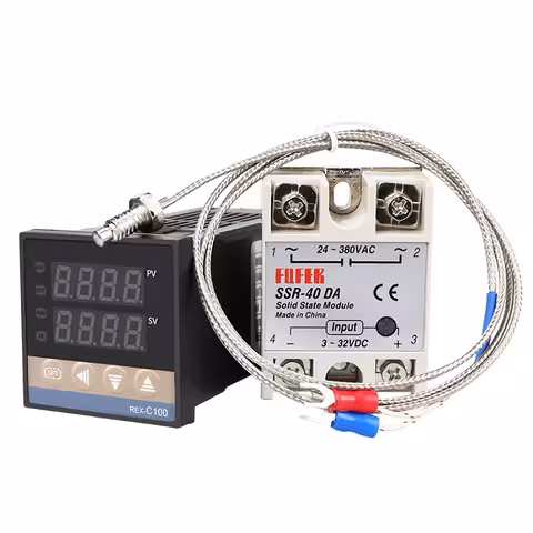 Digital Temperaturkontrol 220V 0-400°C med SSR 40A Relæ REX C100