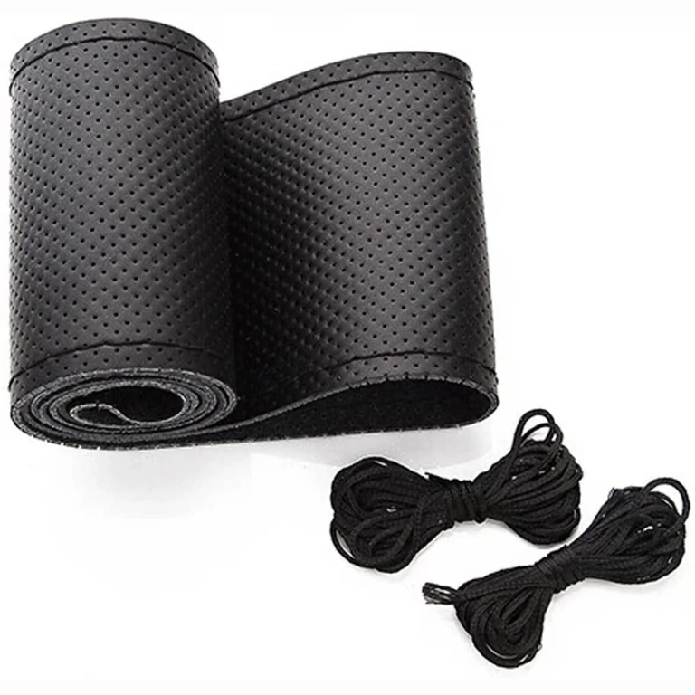 Sort læder ratcover håndsyet, elegant udseende