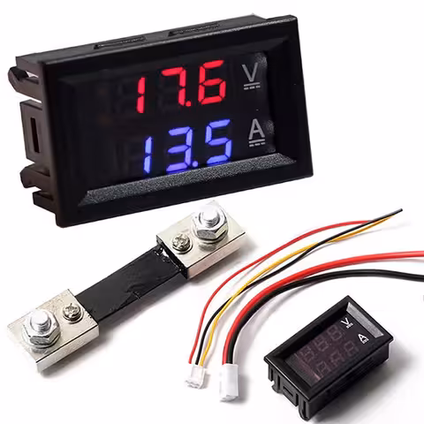 Digital Volt- og Amperemåler 0–100V 100A med Shunt – LED Panel til Kontinuerlig Strøm Auto