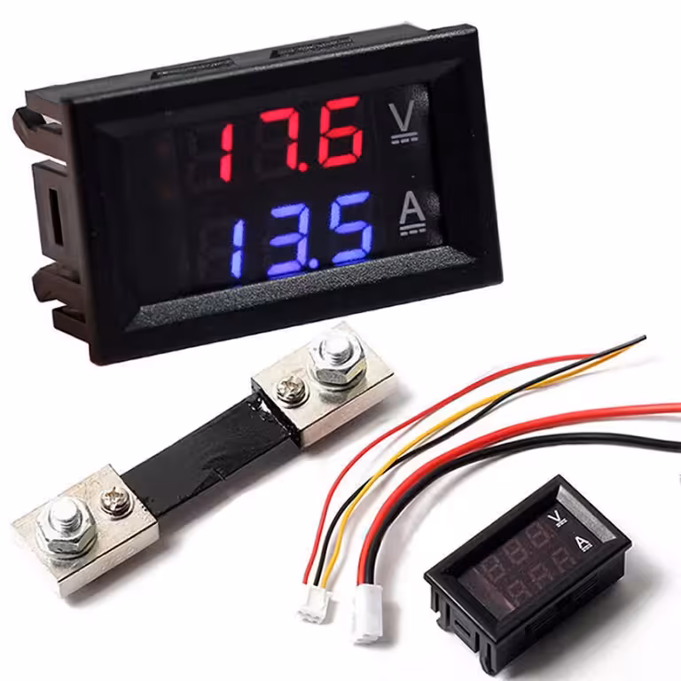 Digital Volt- og Amperemåler 0–100V 100A med Shunt – LED Panel til Kontinuerlig Strøm Auto