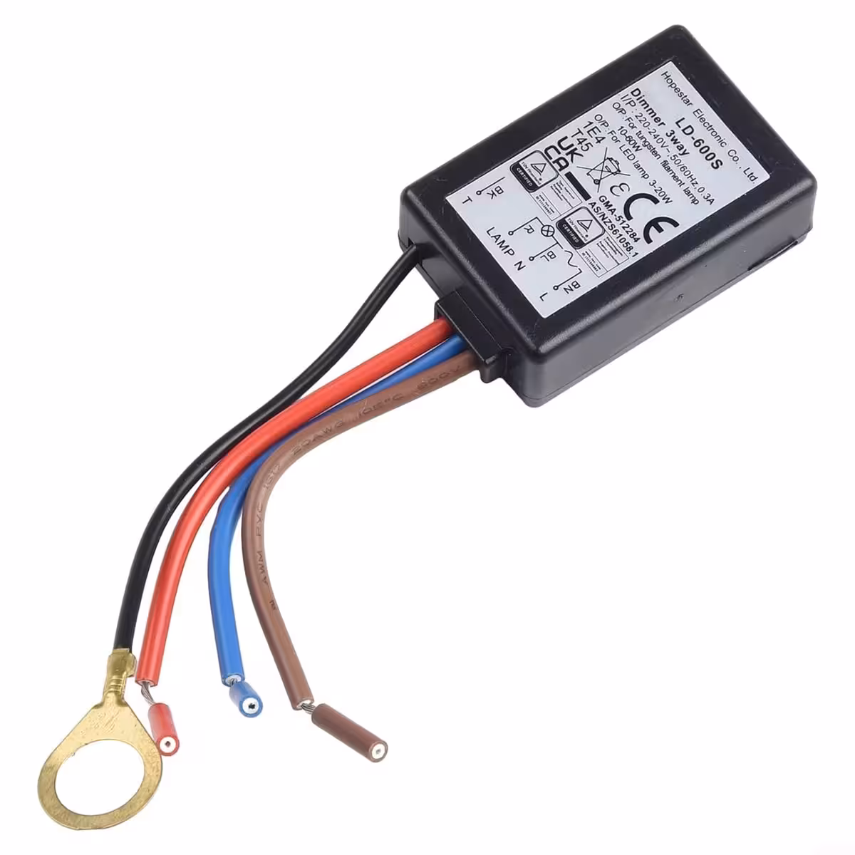 Elektronisk print af LD-600S modul, komponenter og ledninger