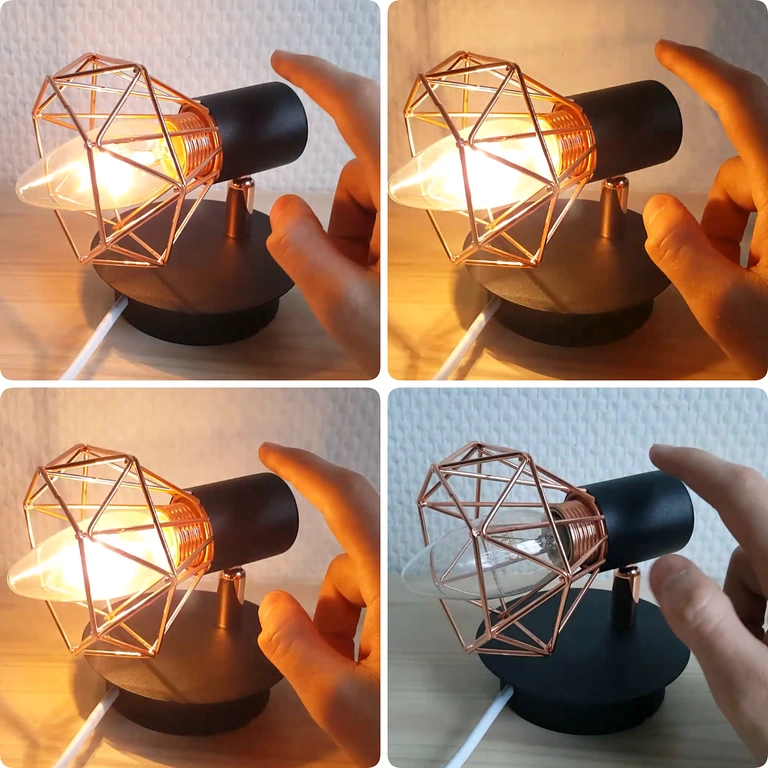 Illustration af lysjusteringscyklus Diagram der viser justeringscyklus: OFF → ON → BRIGHTER → MAX → OFF