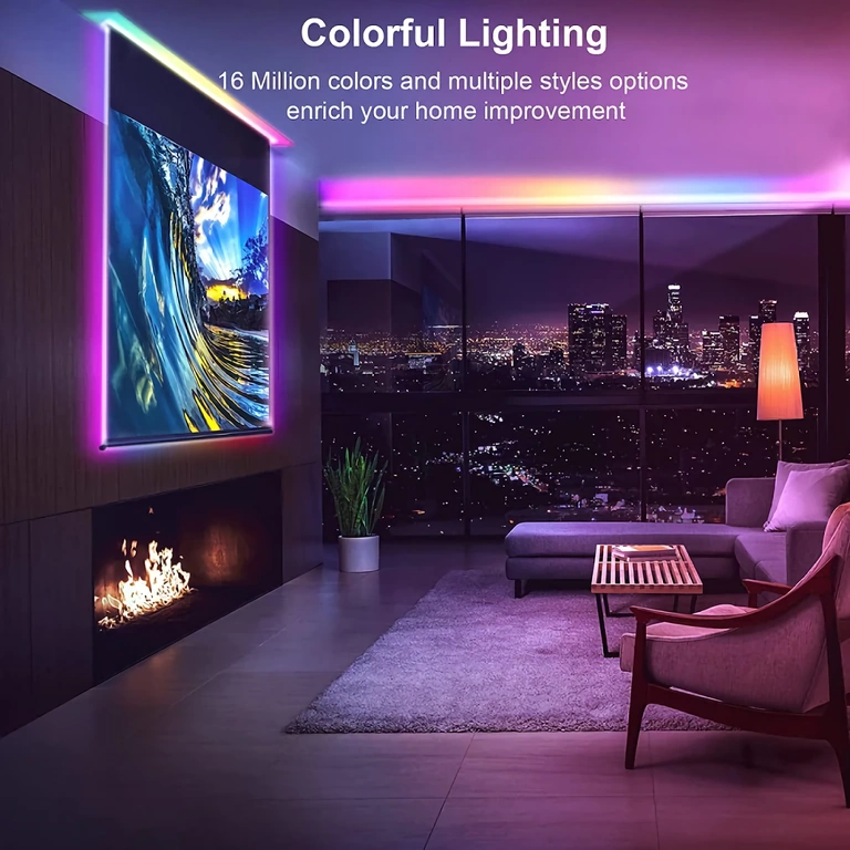 LED RGB-bånd med fjernbetjening og Bluetooth LED-strip med 300 RGB-LED’er, fjernbetjening og Bluetooth-forbindelse