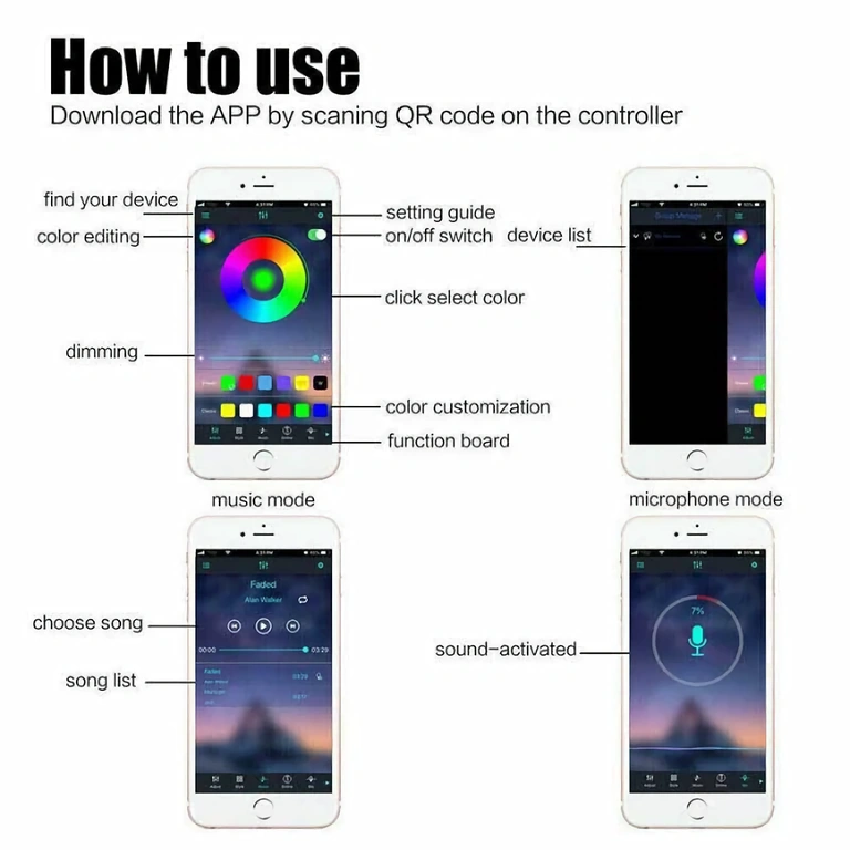 LED USB-lys sæt til TV eller skærm Komplet belysningskit med USB RGB LED-strip, app- og fjernbetjeningskontrol