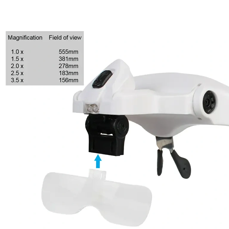 Professionelle briller med 5 udskiftelige linser til detaljerede aktiviteter