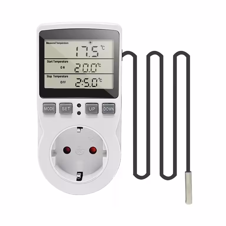 Programmerbar Termostatstik med Temperatur Sensor til Elektrisk Radiator og Digital Varme, med Timer Funktion