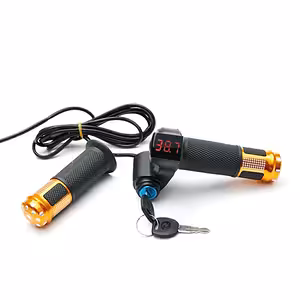 Gashåndtag med Kontakt og Nøgle til Elektrisk Cykel og Scooter – Voltmeter Batteriindikator 12V-72V