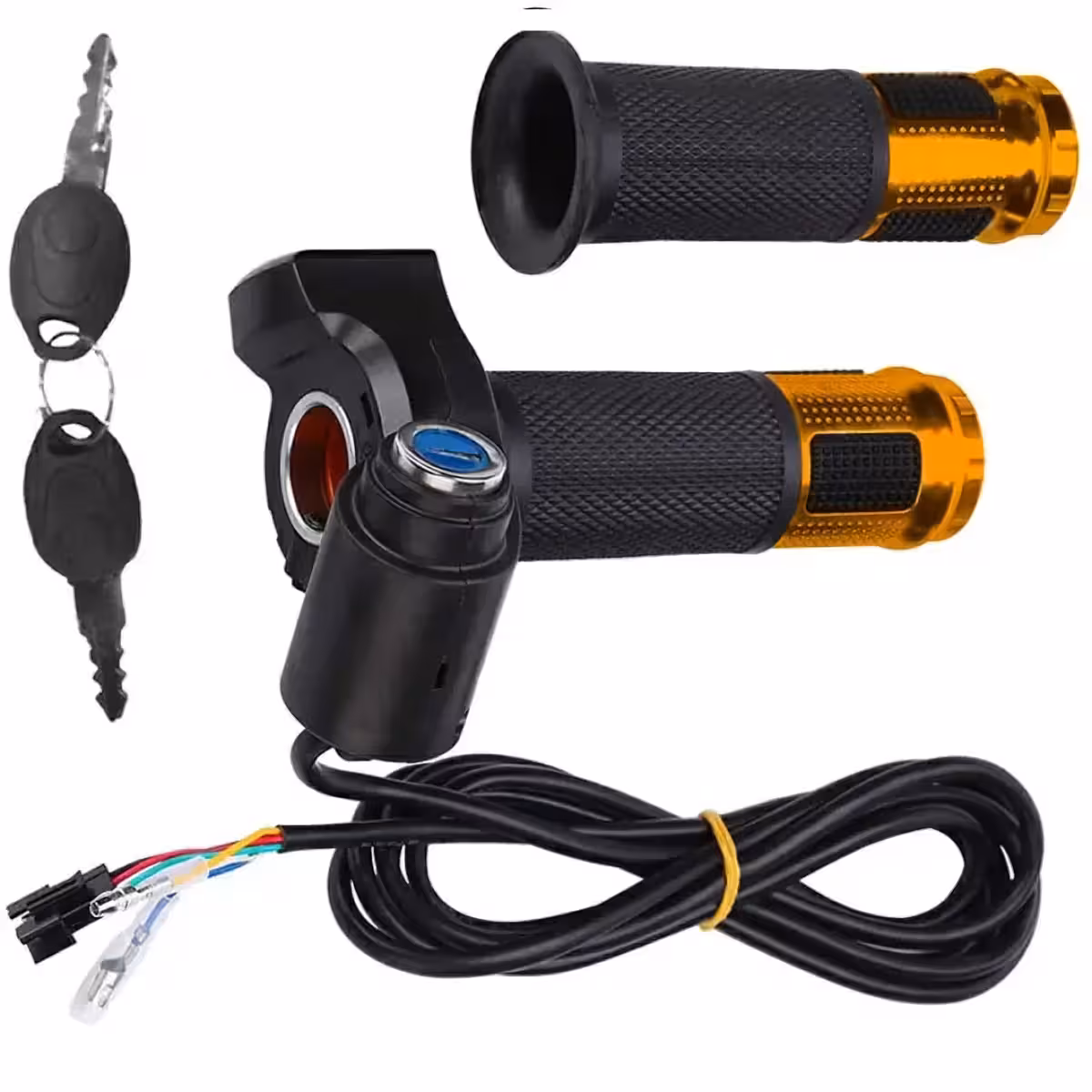 Dobbelt håndtag med kontakt, voltmeter og nøgle til elektrisk scooter