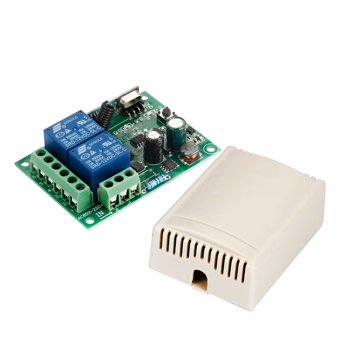Smart 220V kontrolmodul med 2 kanaler og radiofjernbetjening
