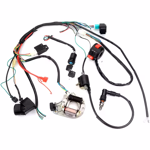 Komplet Elektrisk Installation ATV 50cc 70cc 90cc 107cc 110cc 125cc – Fuldt Sæt Kabler + Vigtige Dele