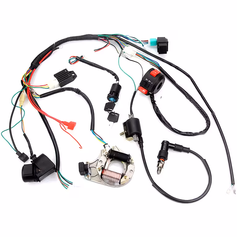 Komplet Elektrisk Installation ATV 50cc 70cc 90cc 107cc 110cc 125cc – Fuldt Sæt Kabler + Vigtige Dele