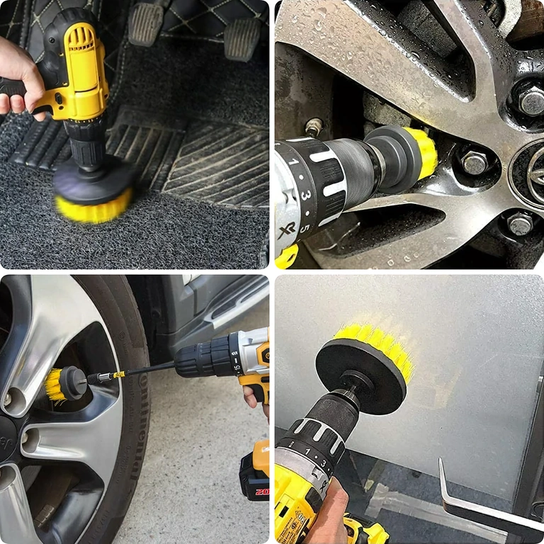 Børster til rengøring af bilfælge Sæt børster til vask af hjul, dæksler og svært tilgængelige hjørner