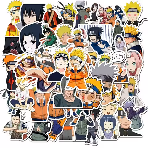 Naruto Shippuden Anime Stickers – Sæt med 50 Holdbare PVC Klistermærker til Laptop, Cykel, Skateboard og Konsoller