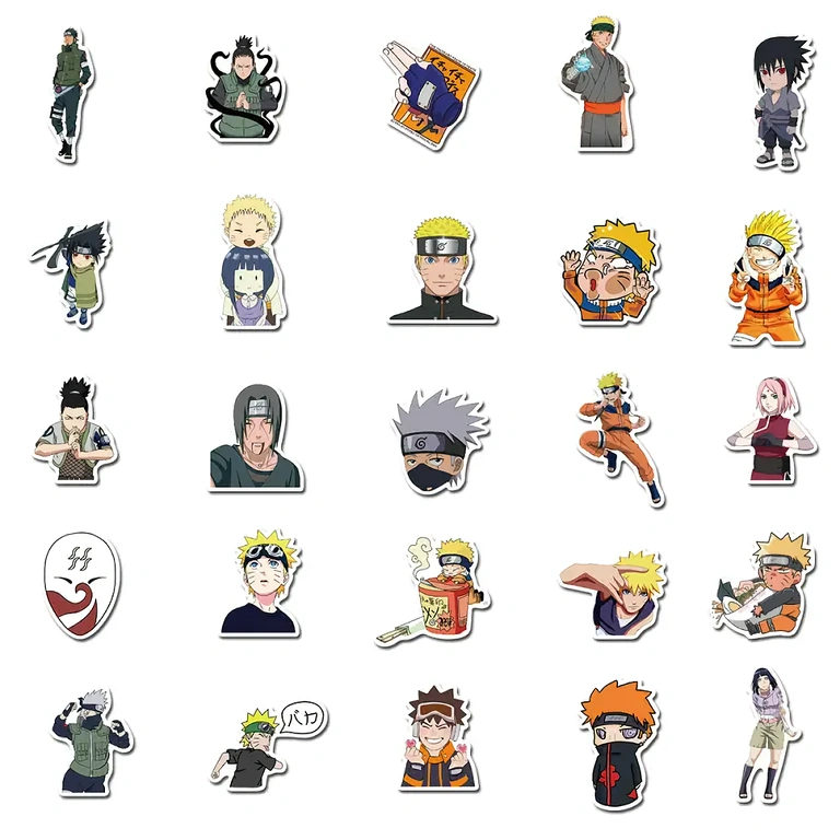 Sæt med vand- og UV-resistente Naruto-stickers