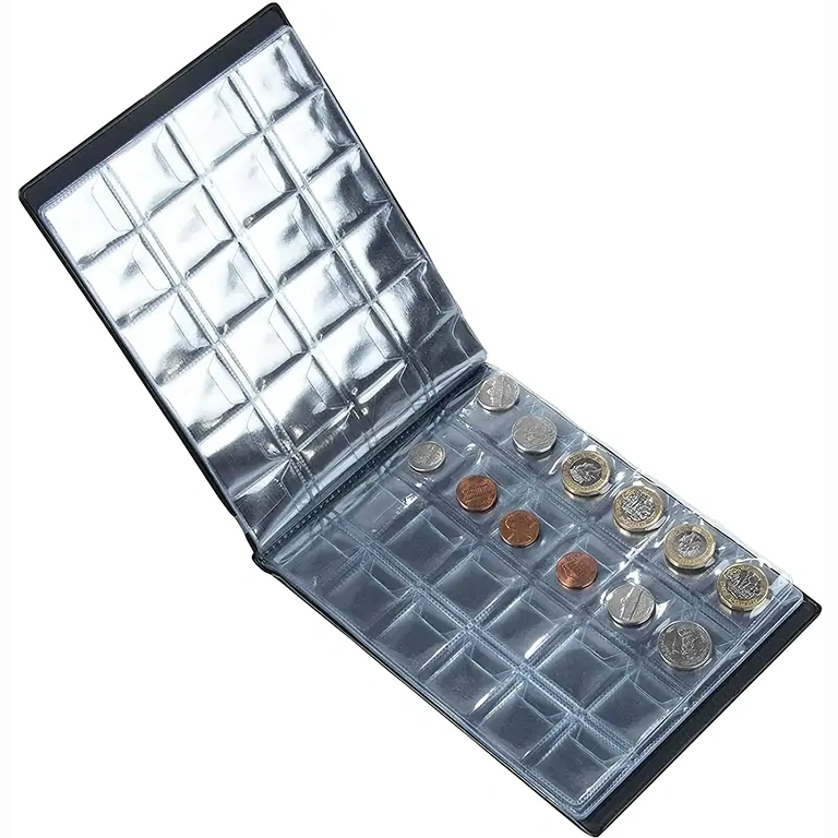 Bogtype-album med 240 lommer til mønter