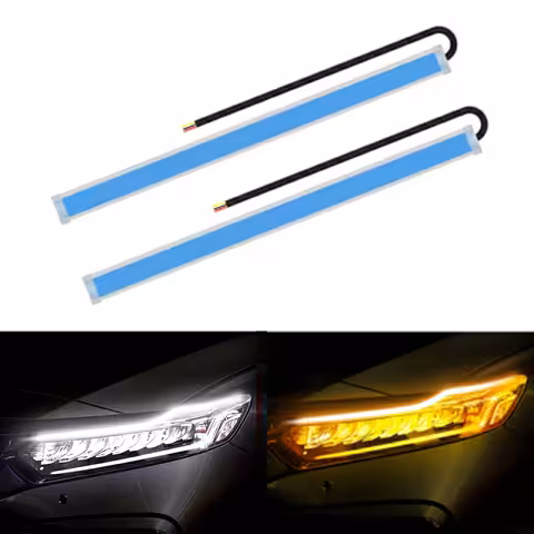 DRL Dagslys LED Strip med Dynamisk Sekventiel Blinklys – Sæt med 2 Fleksible 60cm Strips, IP65 Resistens