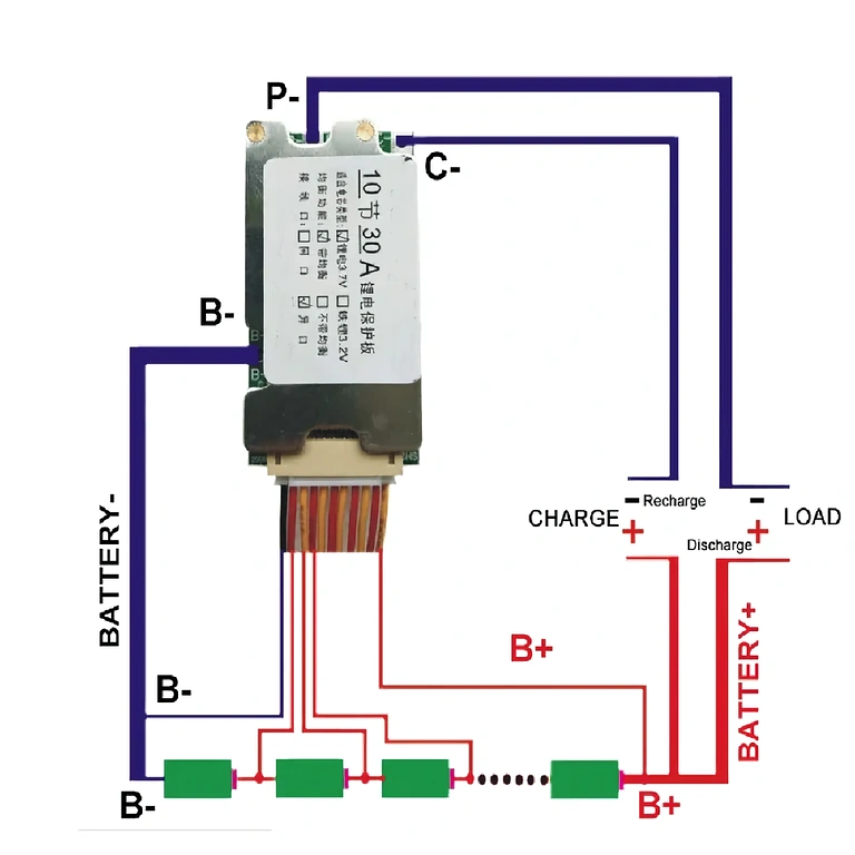 BMS 10S 36V modul til lithium-ion batteribeskyttelse, 30A
