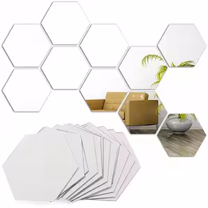 Sæt med Dekorative Hexagonale Spejle – Akryl Vægspejl, Hexagon Form, Moderne Design