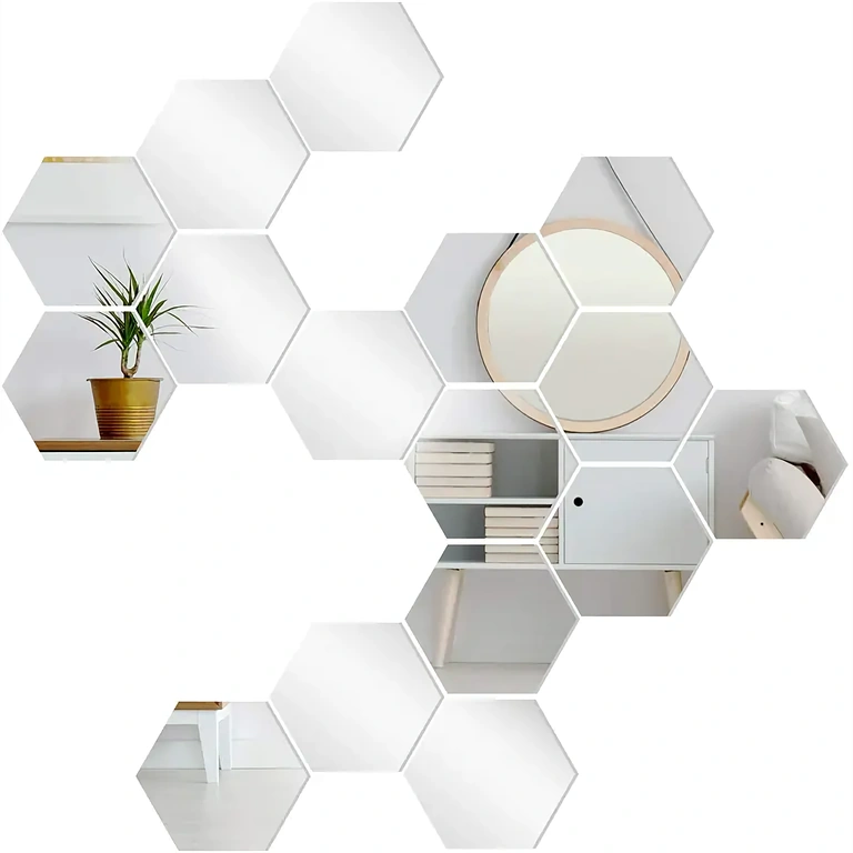 Akrilspejle i hexagonform til moderne interiørdesign