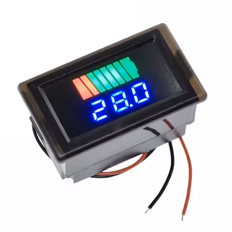 Batteriindikator 12V 24V 48V 60V 72V – LED Voltmeter til Bil, Moto, Cykel, Scooter