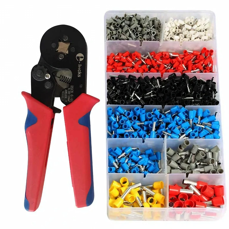 Selvjusterende crimpetang til rørterminaler Tang med selvjustering og klikmekanisme til crimps