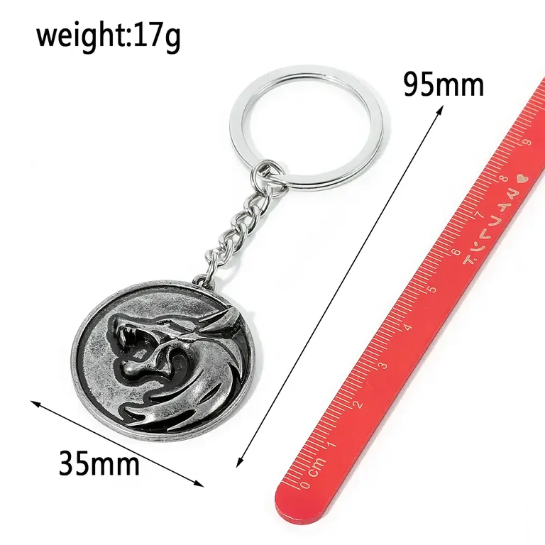 Maskulint tilbehør med Witcher-ulvedesign, antik sølvfarve