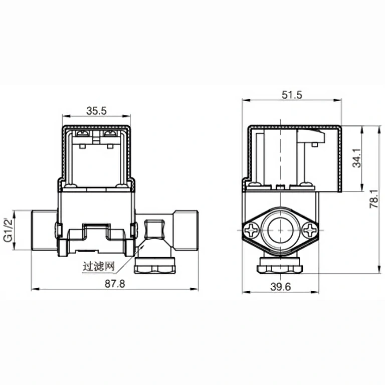 12V ventil normalt lukket med aftageligt filter 12V solenoid ventil normalt lukket med aftageligt filter og plastbeskyttelse