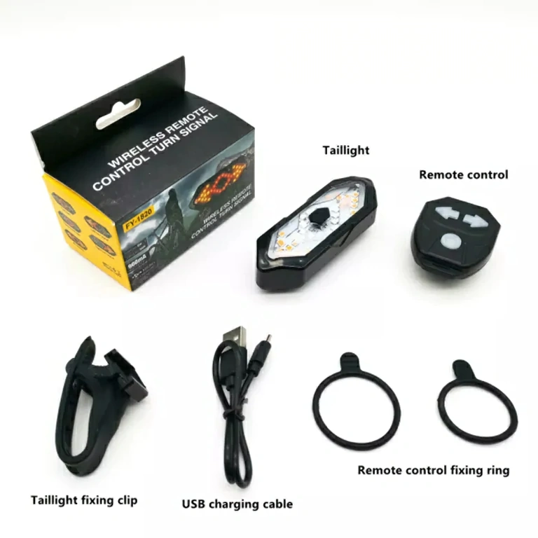 Signallygte til cykel med USB-opladning Venstre/højre blinklys med USB-strøm til cykel